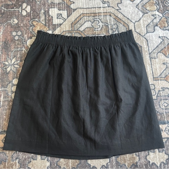 NWT J. Crew Black Elastic Skirt Linen Blend - Picture 5 of 5